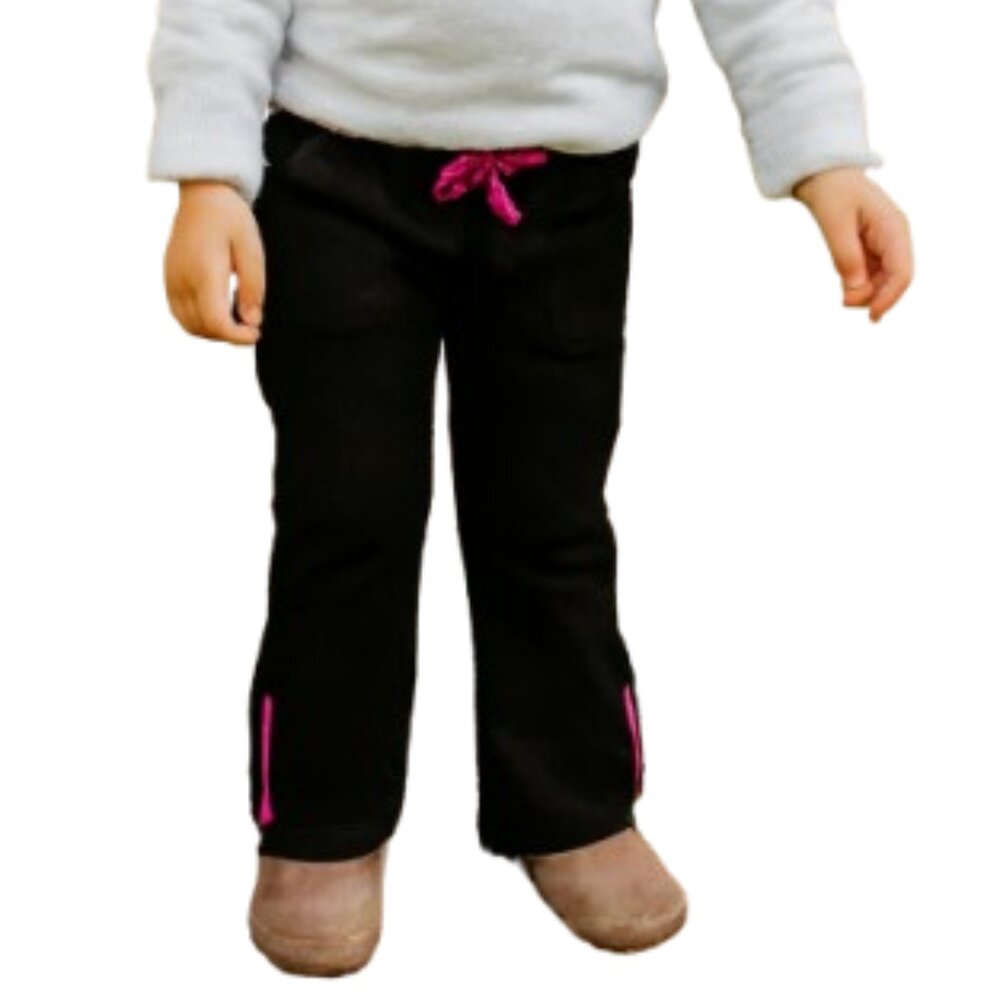Cat & Jack Toddler Girl Fleece Sweatpants Pull‑On Elastic Waist Black Pink 3T
